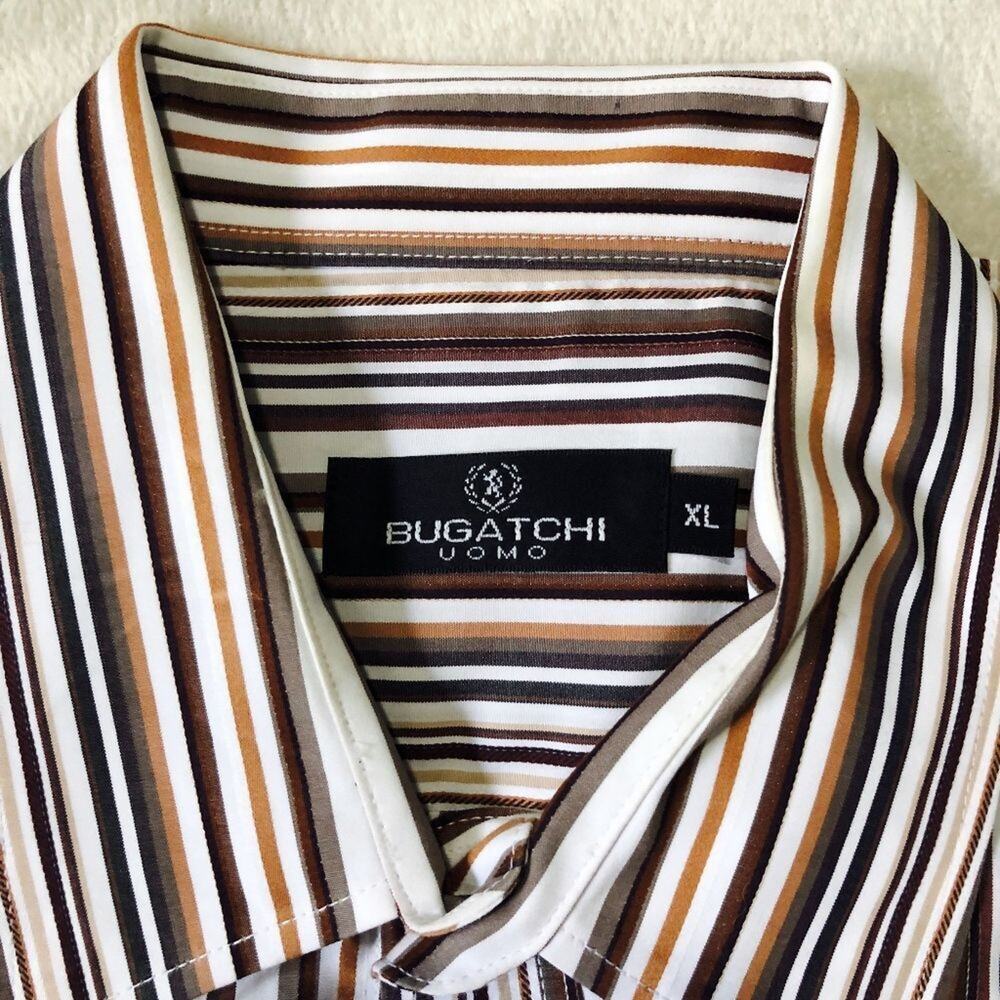 Bugatchi Uomo Brown Striped Button-Down Shirt | S… - image 4